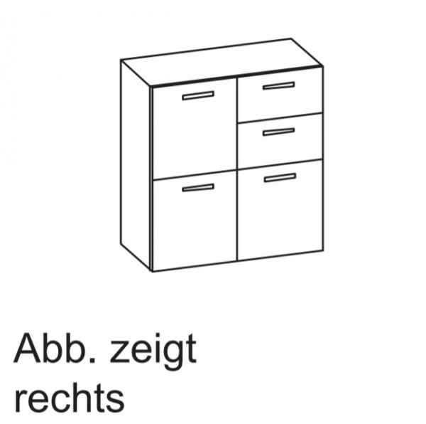 Artiqua 400 Midischrank, Eiche Weiß quer NB, 400-M2T-1-90-R-7185-440