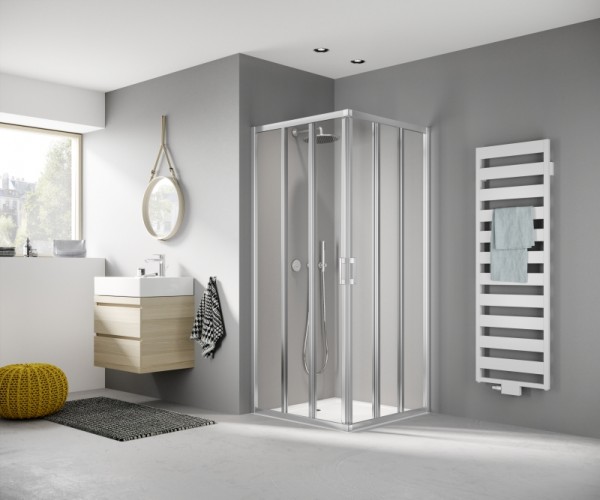 Kermi Eck-Halbt. re Liga E3R 0750x2000 BV: 725-750, silber mattglanz ESG klar mit KermiClean