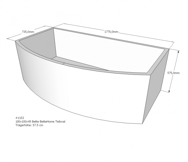 Neuesbad Wannenträger für Bette Home 180x100 teiloval