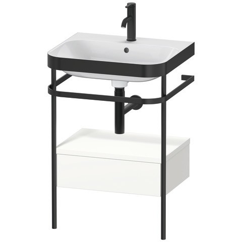 Duravit Happy D.2 Plus c-bonded Set mit Metallkonsole und Schubkasten Weiß Seidenmatt 575x490x850 mm