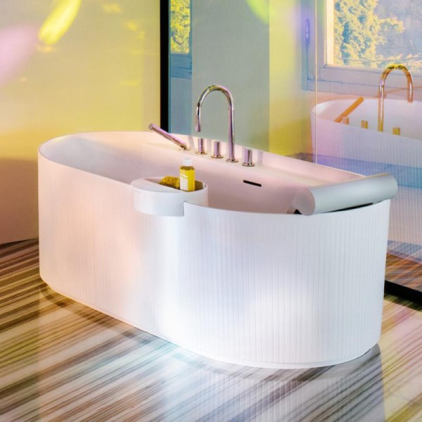 LAUFEN Freistehende Badewanne mit Relief, SONAR 1600x815x535 Marbond weiß, H2213420000001