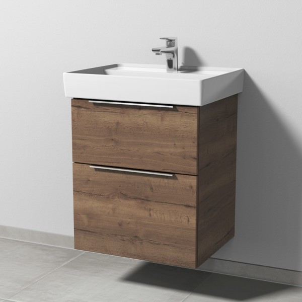 Sanipa 3way Waschtischunterbau zu Villeroy & Boch Collaro Waschtisch mit 2 Auszügen, Eiche-Tabak