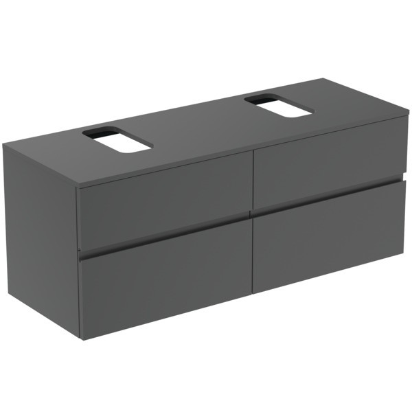 Ideal Standard Waschtischunterschrank Finesse Ausschnitt r/l 1402x505x558mm 4 Auszüge Anthrazit matt