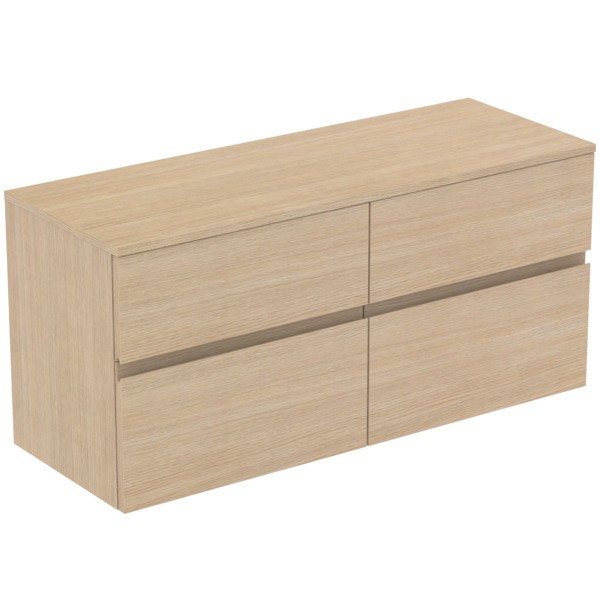 Ideal Standard Waschtischunterschrank Finesse o.Ausschnitt 1202x440x558mm 4 Auszüge Eiche weiss, E34