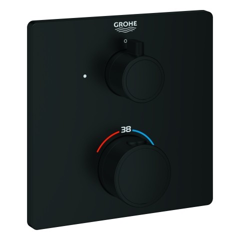 GROHE Thermostat-Brausearmatur Grohtherm 102215 1 Abg. FMS für 35604 eckig matt black, 1022152430