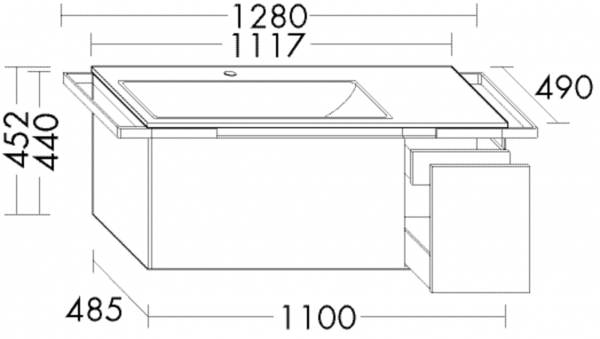 Burgbad Keramik Waschtisch-Set YSO PG2 HGL Lichtgrau Hochglanz/Taupe, SFAC111RF2154C0040