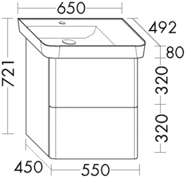 Burgbad Mineralguss Waschtisch-Set Iveo Eiche Dekor Merino/Alpinweiss, SFEO065LF2835C0001