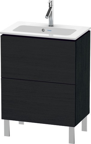 Duravit L-Cube Waschtischunterbau bodenstehend Eiche Schwarz Matt 620x391x704 mm - LC667301616