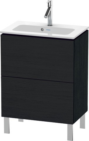 Duravit L-Cube Waschtischunterbau bodenstehend Eiche Schwarz Matt 620x391x704 mm - LC6673016160A00