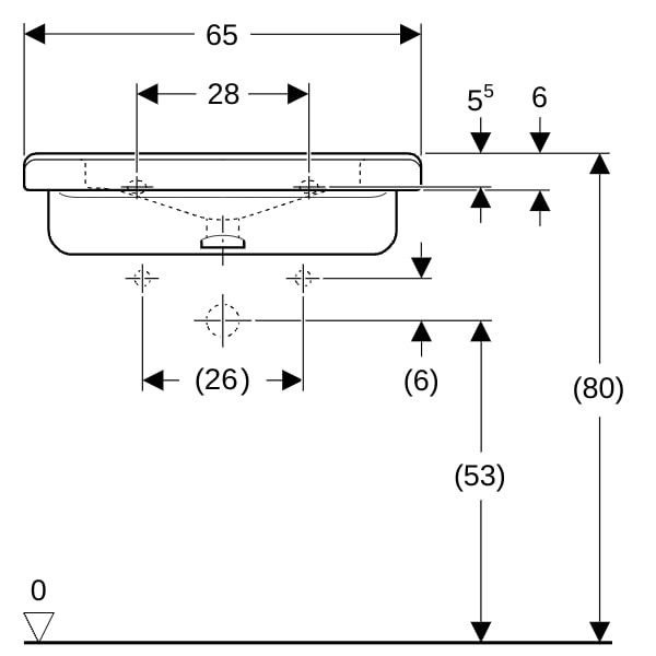 Geberit Waschtisch Dejuna, B: 650, T: 550 mm, 128666000, weiss