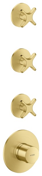 Hansgrohe Thermostatmodul Unterputz AXOR One für 3 Verbraucher mit Kreuzgriff brushed brass, 487139