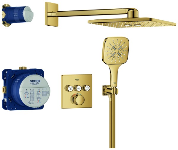 GROHE Unterputz-Duschsystem Grohtherm SmartControl 34864 THM eckige Form 3 ASV cool sunrise, 34864GL