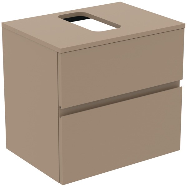 Ideal Standard Waschtischunterschrank Finesse Ausschnitt r/l 602x440x558mm 2 Auszüge Greige matt, E3