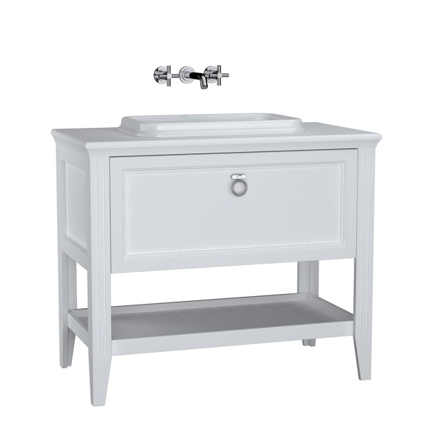 VitrA Valarte Set 98 cm Einbauwaschtisch + Waschtischunterschrank 1 Vollauszug Weiß Matt,62198