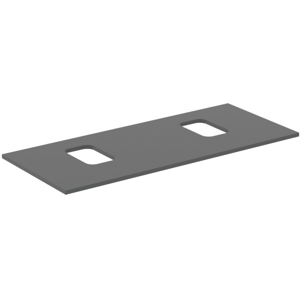 Ideal Standard Waschtischplatte i.life B 2 Ausschnitte r/l f.2 Schalen 1202x507x18mm Quarzgrau matt,