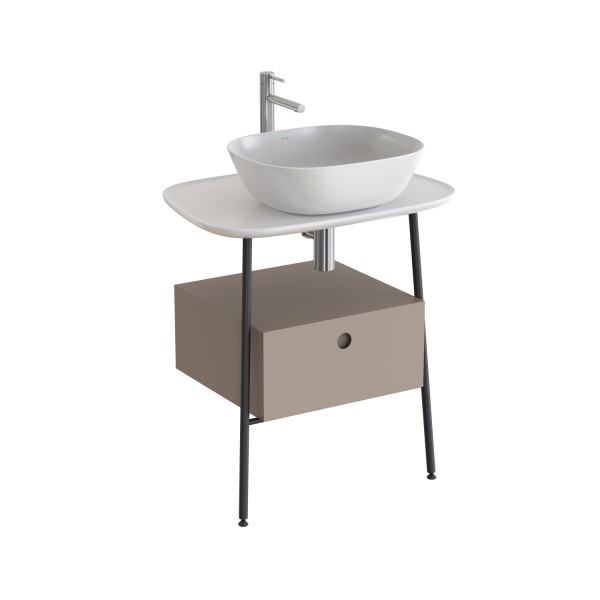 VitrA Plural Waschtischunterbau mit 1 Vollauszug und Konsolenplatte 68 x 49 x Weiß Hochglanz,80469