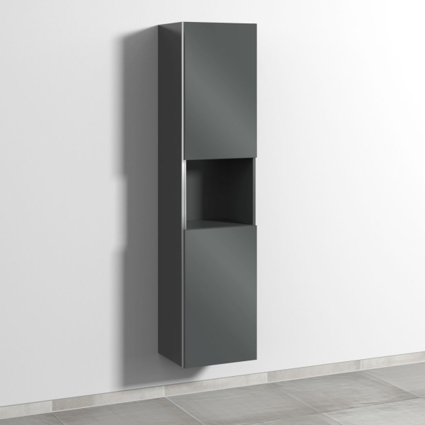 Sanipa 3way Hochschrank mit 2 Türen und 1 offenem Fach, Anthrazit-Glanz
