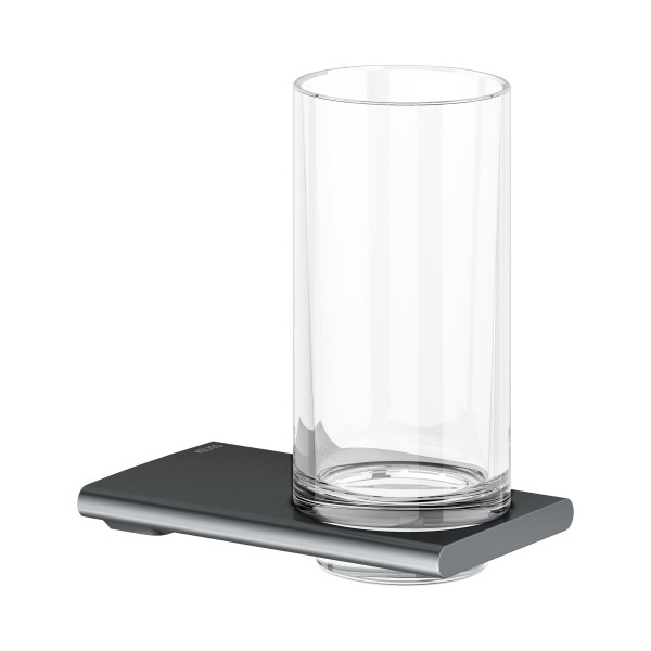 Keuco Glashalter Edition 400 11550, kpl.mit Echtkristall-Glas,Schwarzchrom gebürstet, 11550139000