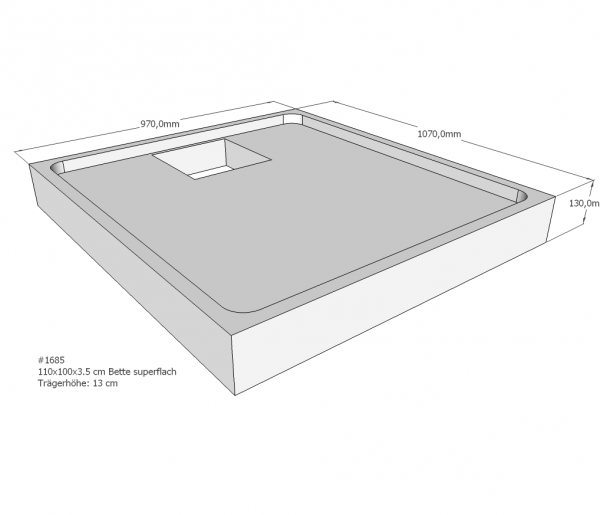 Neuesbad Wannenträger für Bette superflach 110x100x3,5