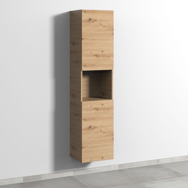 Sanipa 3way Hochschrank mit 2 Türen und 1 offenem Fach, Eiche Natural-Touch