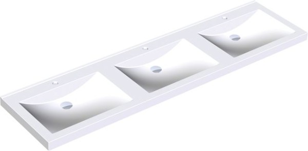 KWC Aquarotter Reihenwaschtisch, QUADRO, MIRANIT, 2100x125x530 mm, 3 Mulden re-eckig, Hl., 200009001