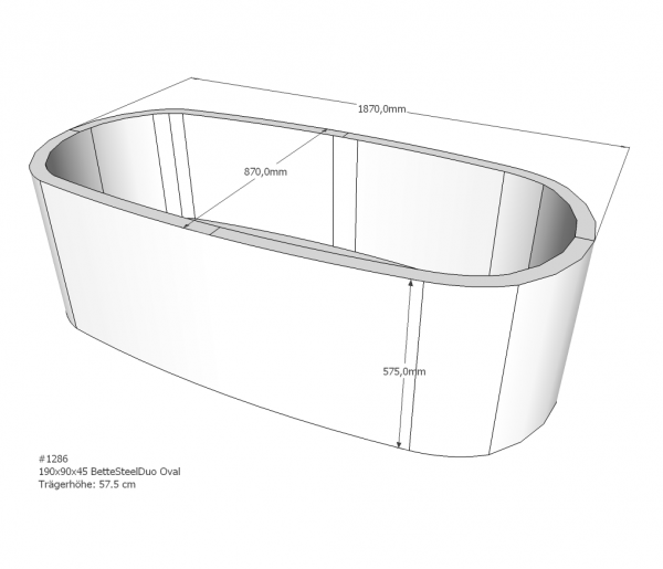 Neuesbad Wannenträger für Bette Steel Oval 190x90 Mittelablauf