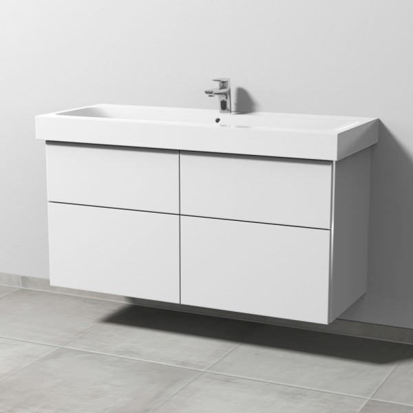 Sanipa 3way Waschtischunterbau zu Geberit iCon Waschtisch mit 4 Auszügen, Weiß-Soft