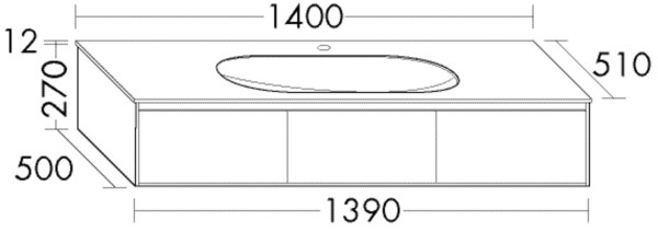 Burgbad Glas Waschtisch-Set rc40 Eiche Authentic/Schilf Hochglanz, SGAR140F4608A0048