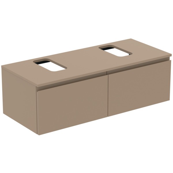 Ideal Standard Waschtischunterschrank Finesse Ausschnitt r/l 1202x505x378mm 2 Auszüge Greige matt, E