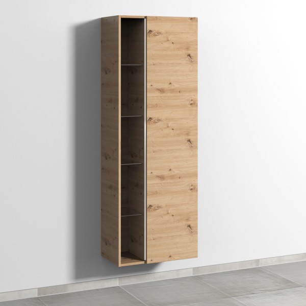Sanipa 3way Stauraumschrank mit 1 Tür und offenen Fächern, Eiche Natural-Touch