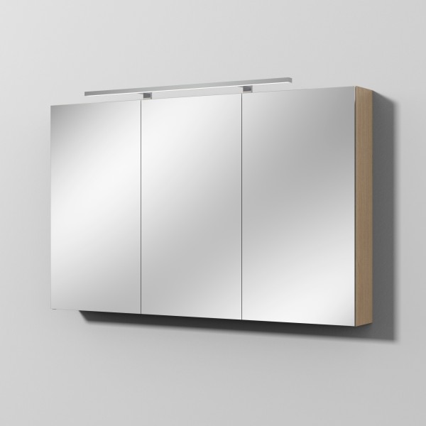 Sanipa Reflection Spiegelschrank MILLA 120 mit LED-Aufsatzleuchte, Eiche-Nordic, SD14648