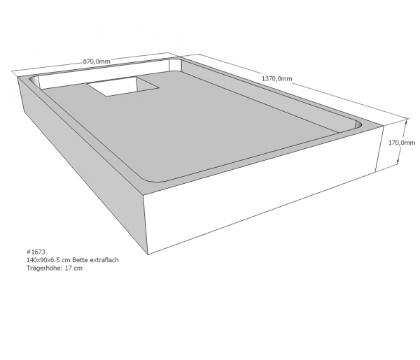 Neuesbad Wannenträger für Bette extraflach 140x90x6,5