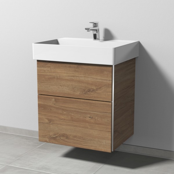 Sanipa 3way Waschtischunterbau zu Duravit Dura Square Waschtisch mit 2 Auszügen, Eiche-Kansas