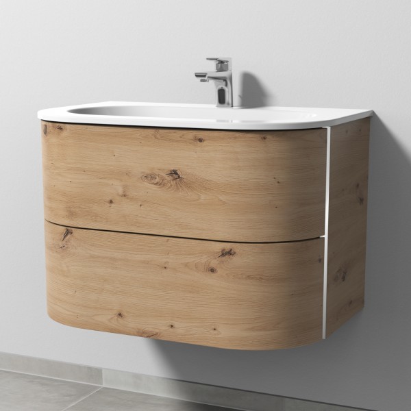 Sanipa 4balance Keramik-Set mit 2 Auszügen, Eiche Natural-Touch, DL40285