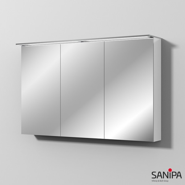 Sanipa Reflection Spiegelschrank MALTE 120 mit LED-Aufsatzleuchte, Weiß-Glanz