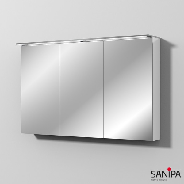 Sanipa Reflection Spiegelschrank MALTE 120 mit LED-Aufsatzleuchte, Weiß-Glanz