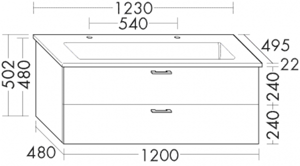 Burgbad Keramik Waschtisch-Set Sys30 PG2 Echo Weiß Hochglanz/Alpinweiss, SFAT123461C0001