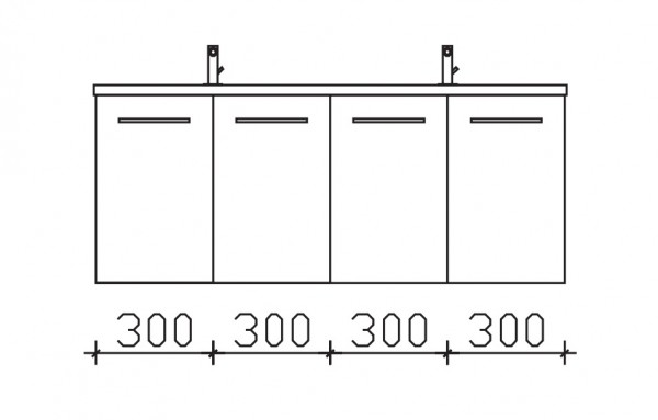 Pelipal Serie 6110 Waschtischunterschrank 6110-WTUS08, B:1200, H:480, T:450mm
