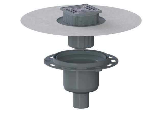 Dallmer Bodenablauf DallDrain Pure senkr. OM, DN 50, 100 x 100 mm DN 50100 x 100 mm, 517685