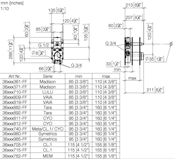 Dornbracht xTOOL UP-Thermostatmodul mit 1 Ventil SERIENNEUTRAL 35511970