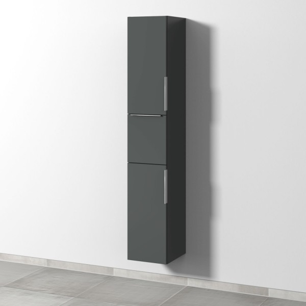 Sanipa 3way Hochschrank mit 2 Türen und 1 Auszug, Anthrazit-Matt