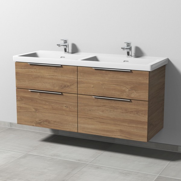 Sanipa 3way Waschtischunterbau zu Villeroy & Boch Subway 3.0 Waschtisch mit 4 Auszügen, Eiche-Kansas