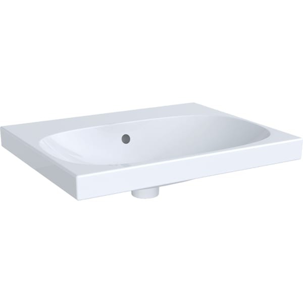 Geberit Acanto Waschtisch: 60x48cm, Hahnloch=ohne, Überlauf=sichtbar, symmetrisch, weiß, 504620011