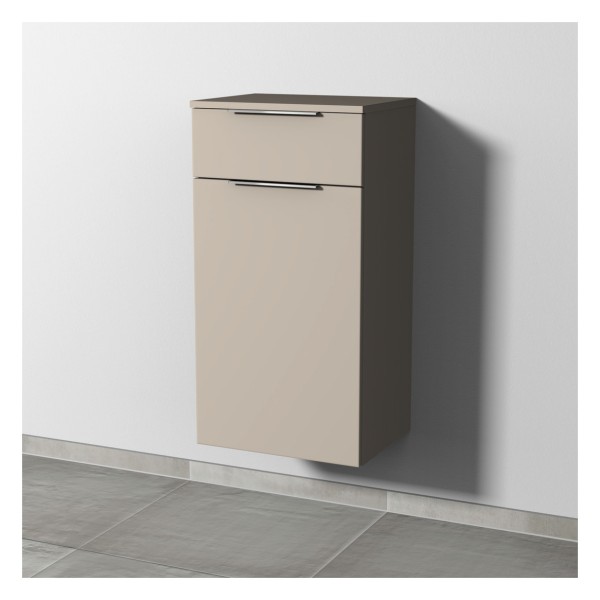Sanipa 3way Mittelschrank mit 1 Auszug und 1 Wäschekorbklappe, Kaschmir-Matt, UP1541U