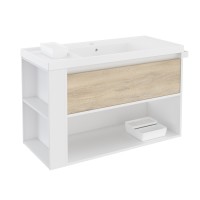 Cosmic Bsmart Waschtisch Cosmic Bsmart Waschtisch (Kunstharz) Mit Unterschrank, 101X46X65Cm, Weiss-Eiche Nature-Weiss, B08011
