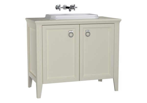 VitrA Valarte Set 98 cm Einbauwaschtisch + Waschtischunterschrank 2 Türen Elfenbein Matt,62173