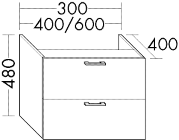 Burgbad Unterschrank Sys30 PG2 Echo 480x300x400 Weiß Hochglanz, WUYF030461