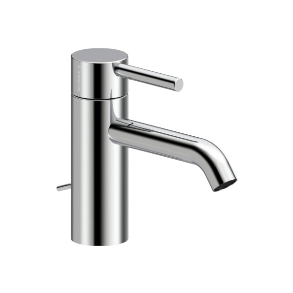 Herzbach DEEP Waschtischmischer S-Size 130mm mit Zugstangen-Ablaufgarnitur Chrom, 18.023610.2.01