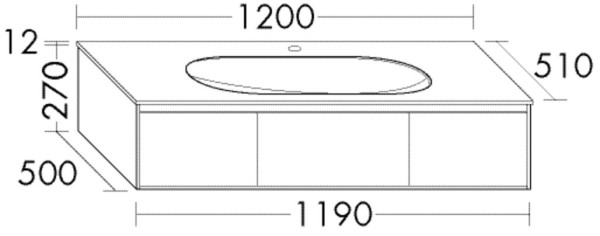 Burgbad Glas Waschtisch-Set rc40 Weiß Hochglanz/Schwarz Hochglanz, SGAR120F4514A0074