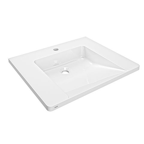 KWC Aquarotter Einzelwaschtisch, EXOS, MIRANIT, 600x125x500 mm, weiß, Hahnloch, 2030073251